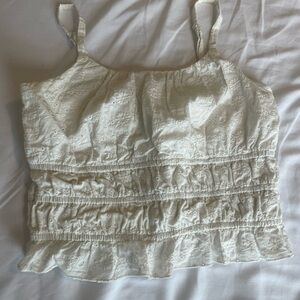Art Class White Ruched Ruffled Camisole